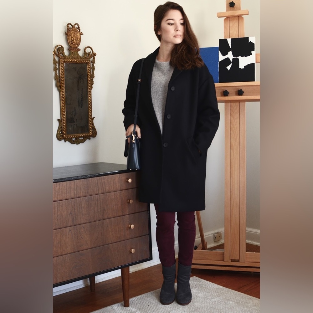 Everlane Navy Blue Cocoon Coat